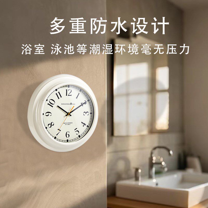 美式简约风格18寸防潮防水挂钟 适用于浴室与户外空间