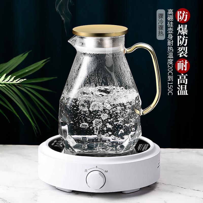 家用大容量凉水杯冷水壶玻璃耐高温耐热防摔扎壶开水瓶泡茶壶套装