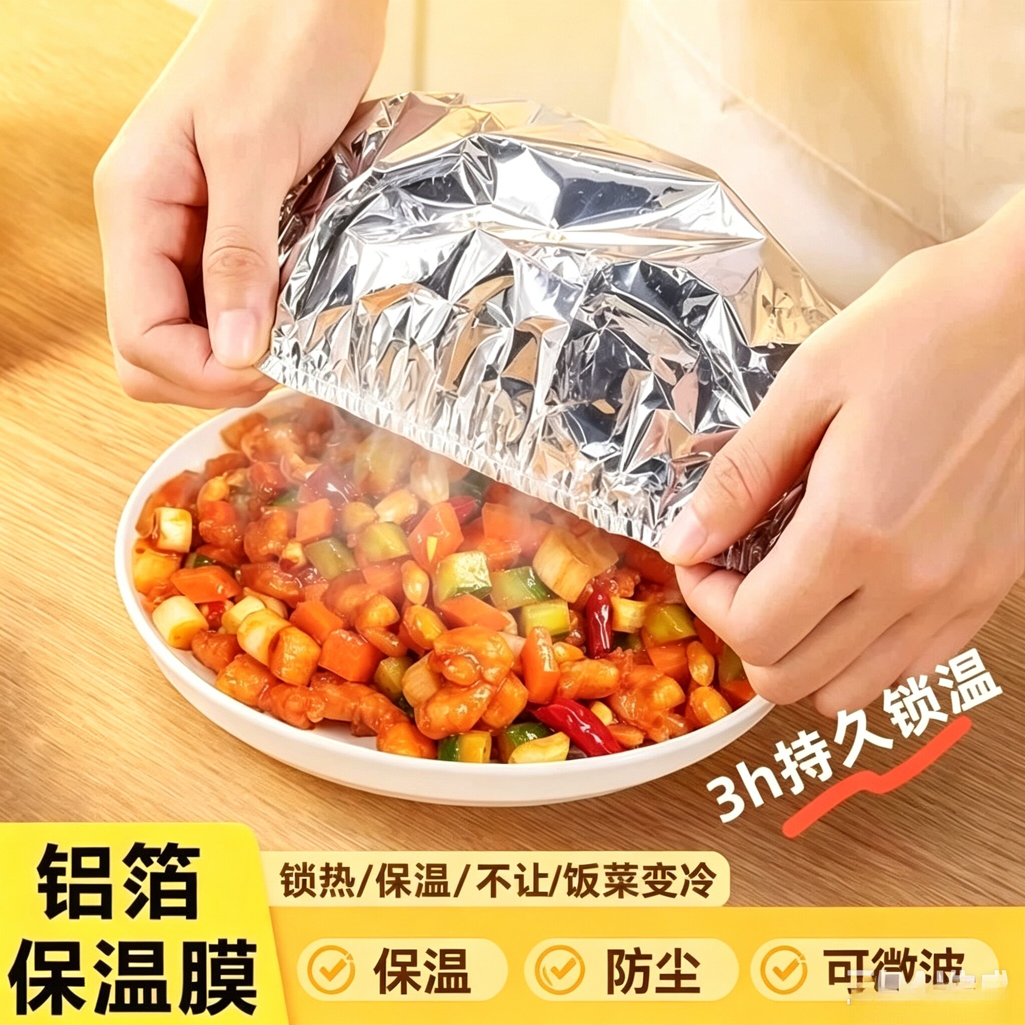 拍一发百】饭菜保温套铝箔膜套保温罩厨房餐桌保鲜隔热保温膜JW3
