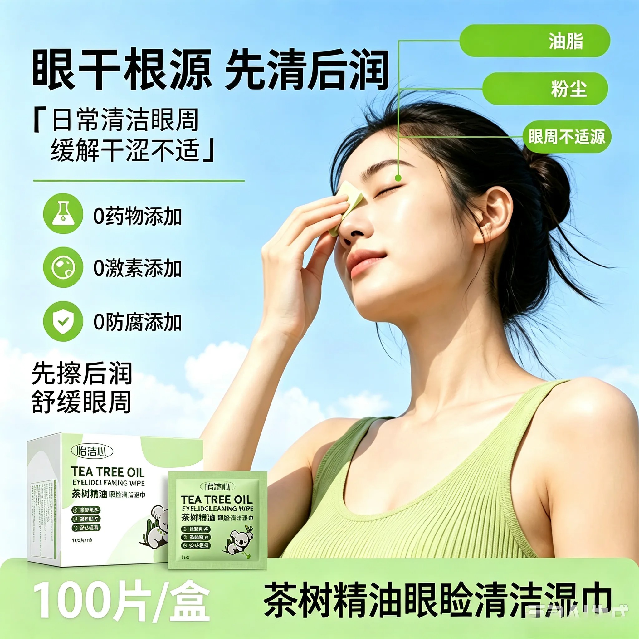眼睑清洁湿巾眼部专用温和舒缓眼干眼涩眼疲劳除螨WT