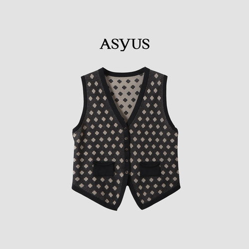 【新品】ASYUS 2026秋季经典老钱优雅气质女士四叶草提花针织马甲