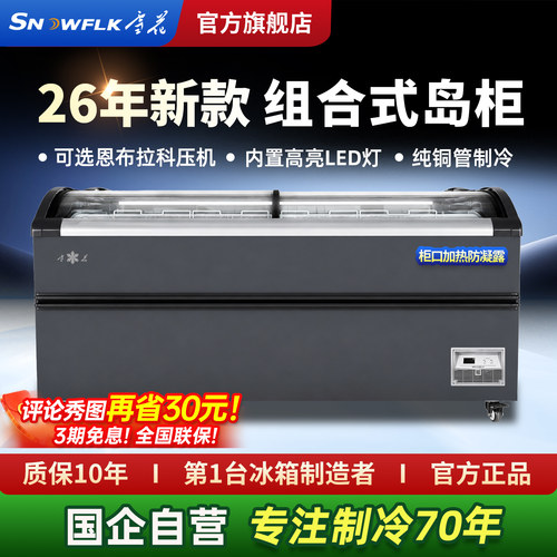 【雪花官方旗舰店】冷冻圆弧岛柜