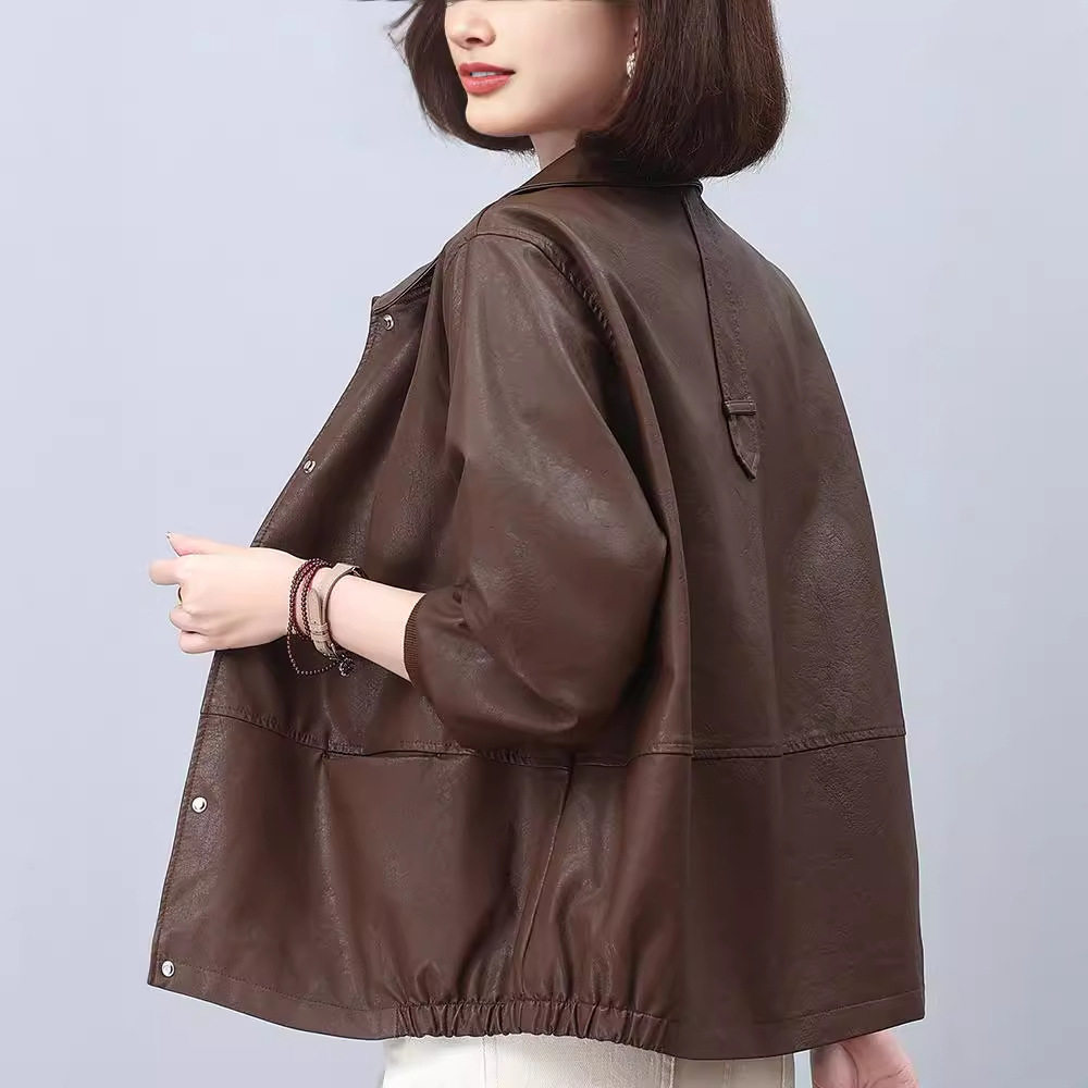 皮衣外套女2026新款爆款春秋短款小个子妈妈洋气薄款休闲皮夹克潮