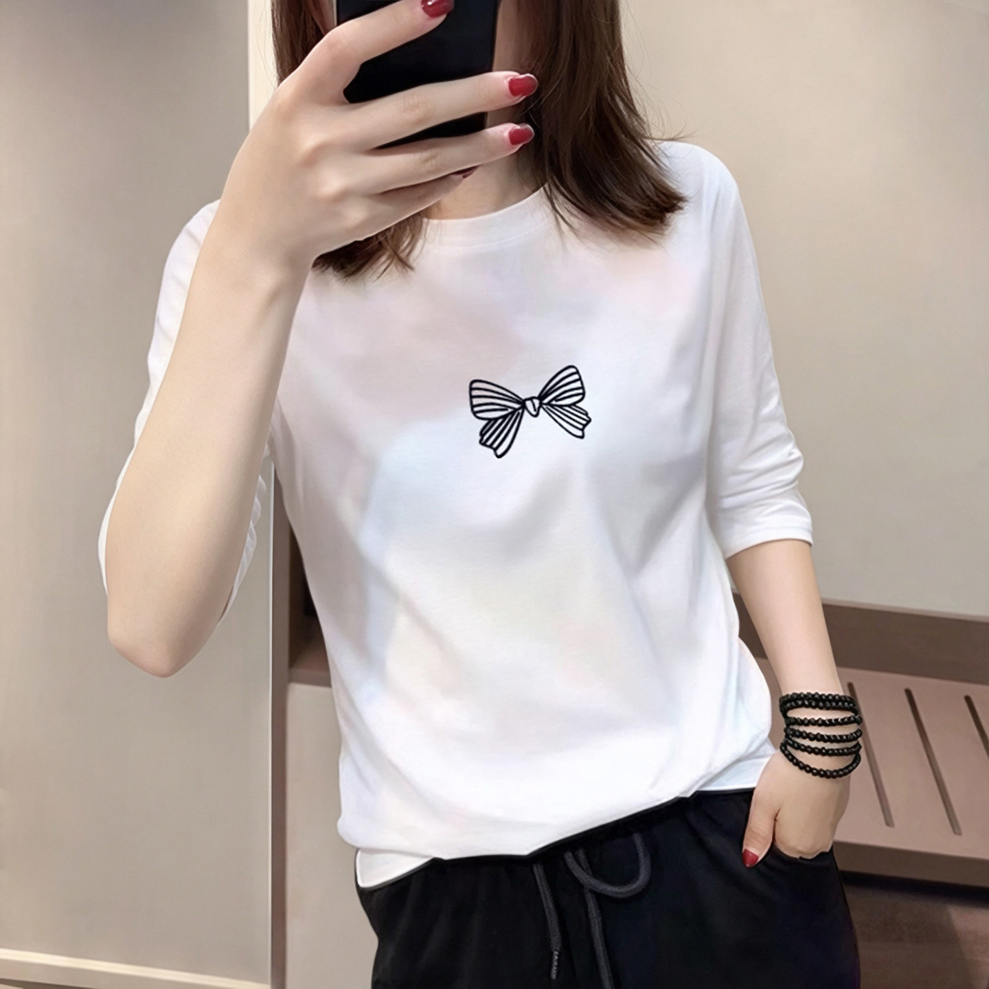 宽松显瘦时尚百搭正肩半袖上衣服