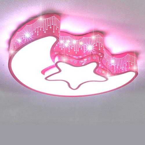 儿童房吸顶灯卡通创意星月男女孩卧室灯温馨浪漫公主粉色led灯具