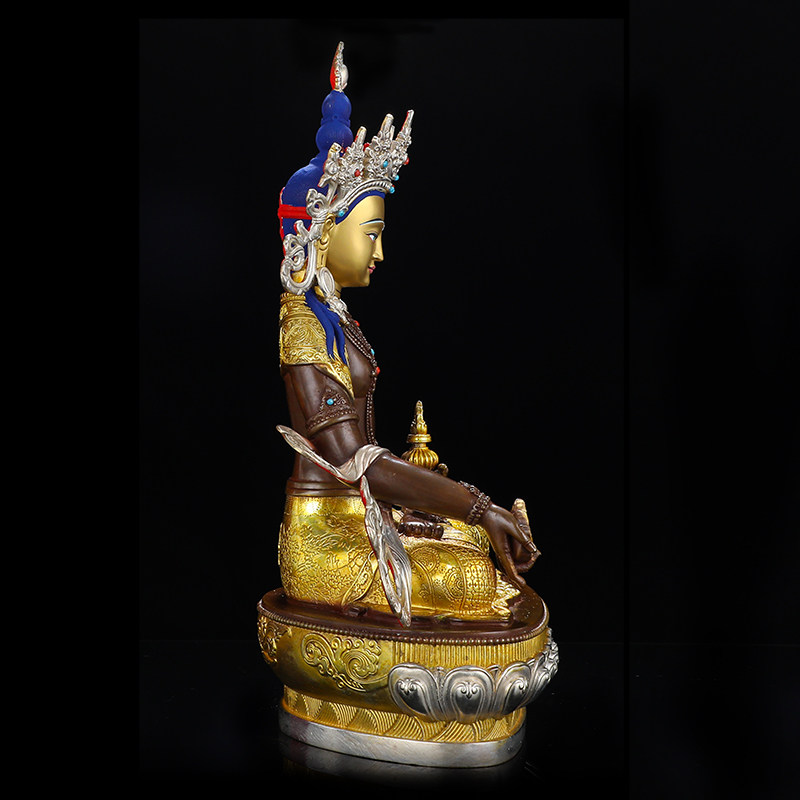 地藏菩萨佛像纯铜古色鎏金鎏银密宗居家7寸1尺佛台摆件地藏王佛像