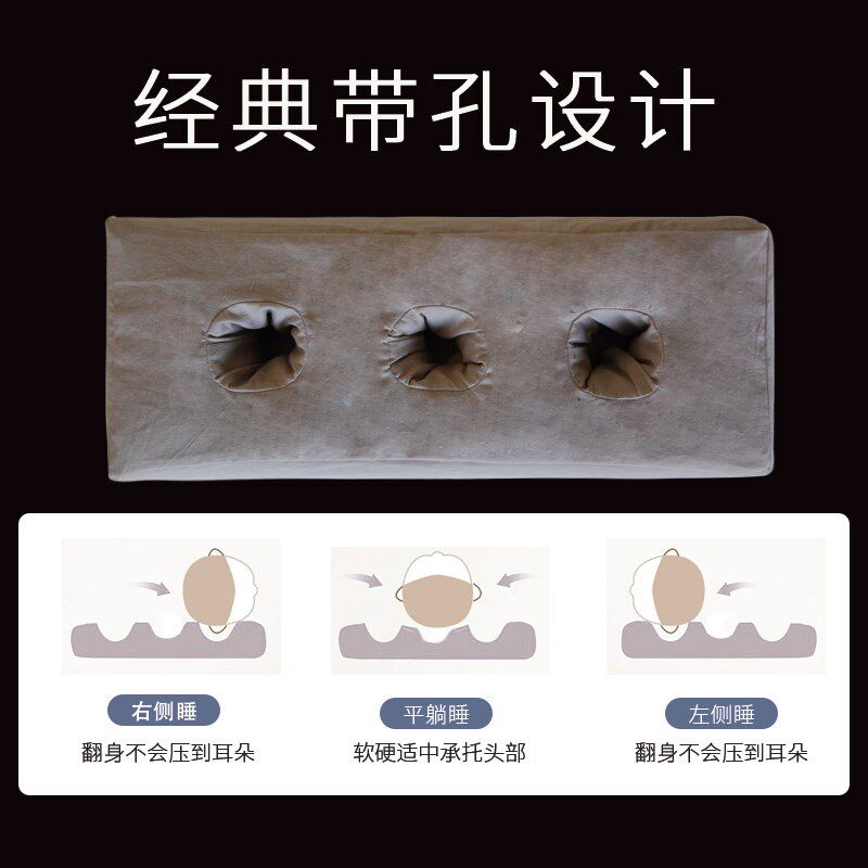 三孔护耳枕玲珑枕侧睡不压耳朵带孔枕头荞麦壳透气硬枕可拆洗枕套图片