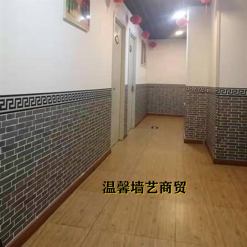 复古墙砖自粘墙纸餐厅饭店防水墙围壁纸青砖灰砖客厅仿砖装饰墙贴