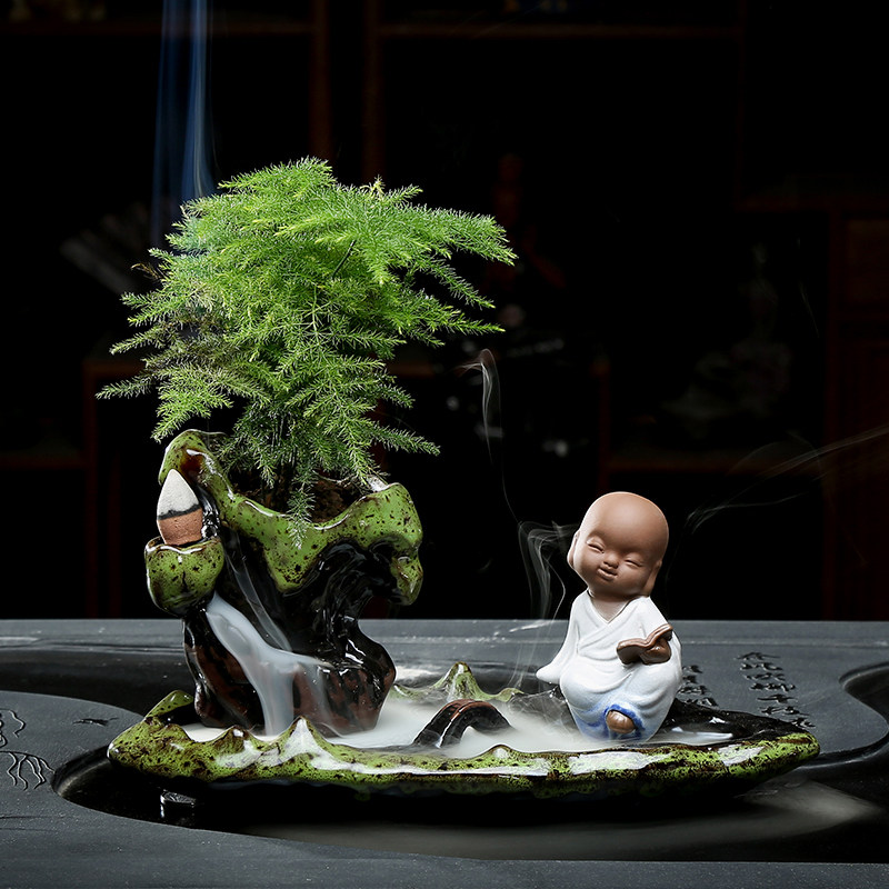 陶瓷花器花瓶禅意摆件客厅桌面盆景创意装饰 茶室茶道香薰炉倒流