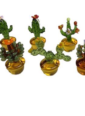 淄博博山陶瓷琉璃大观园创意手工琉璃仙人掌盆栽桌面摆件植物多肉