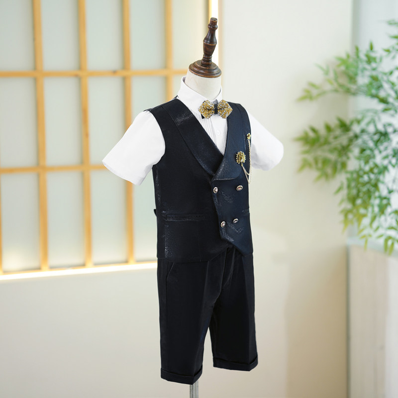 男童礼服夏季短款高档英伦风走秀礼服儿童毕业小主持人钢琴演出服
