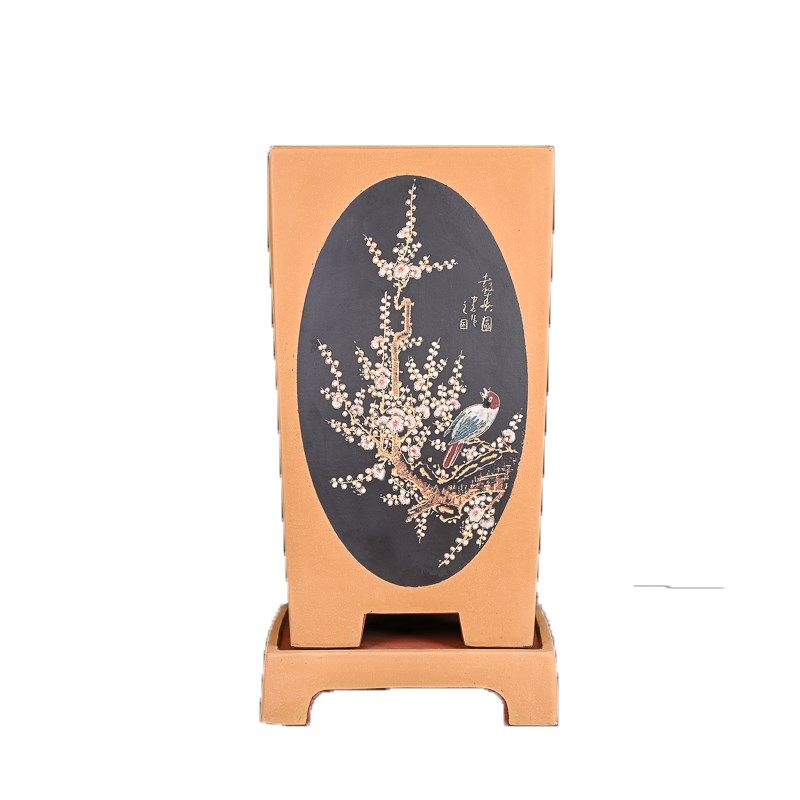 大四方盆 紫砂兰花盆君子兰多肉花盆陶瓷创意古典粗陶绿植 紫砂花