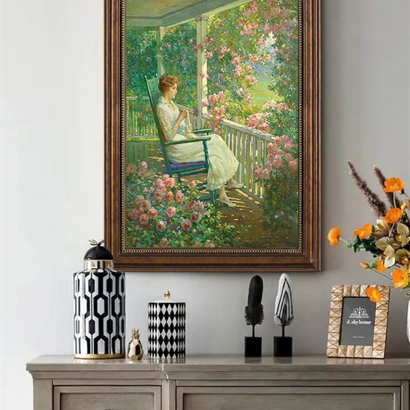欧式客厅古典装饰画餐厅酒店玄关墙画卧室竖版挂画人物风景仿油画