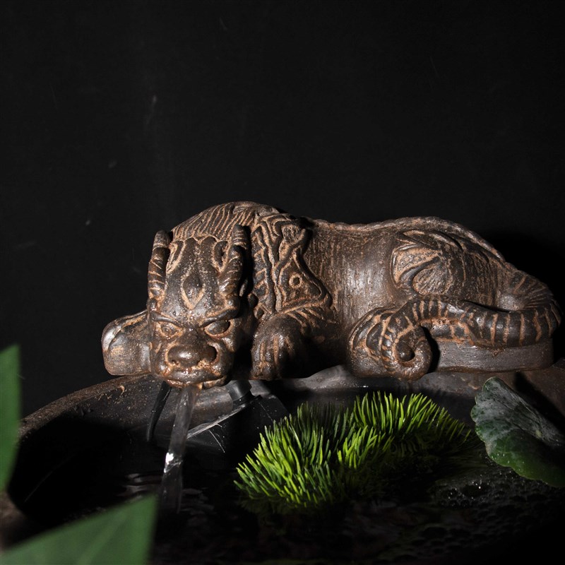 中国风禅意复古仿古流水盆吸水兽造型造景专用桌面小鱼缸桌面花盆