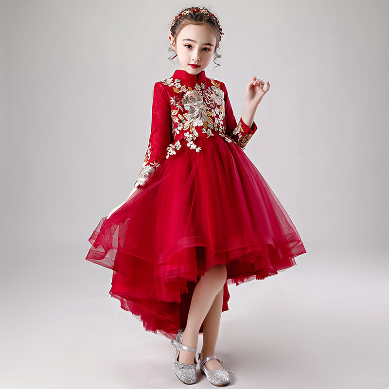 唐装女童晚礼服中国风旗袍演出服公主裙儿童生日花童婚礼女孩轻奢