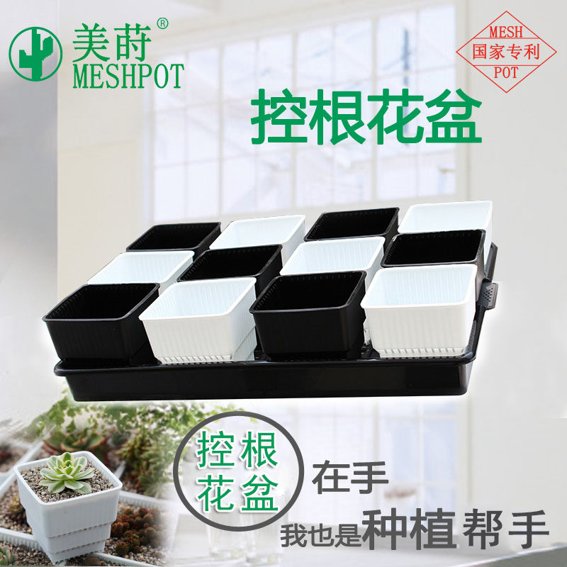 美莳花盆方形防虫托盘-适合多肉组合 多规格创意颜色组合可选