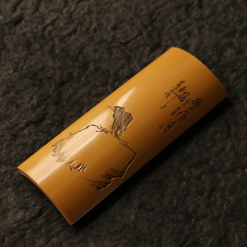 精选高密度老玉竹纯手工精工镜面打磨雕刻茶道茶则赏茶荷竹器