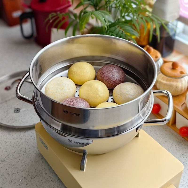 三口用 304不锈钢加厚多用煮锅早餐锅煎锅炒锅平底锅电磁炉用26cm