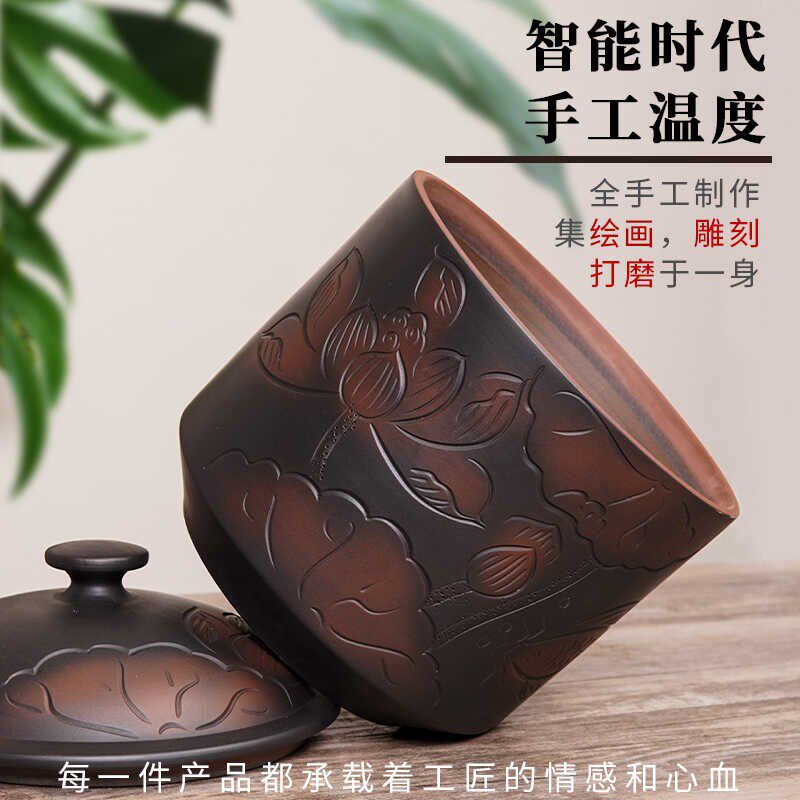 小容量米缸建水紫陶中老式带盖陶瓷米桶家用面桶防虫潮密封储物罐