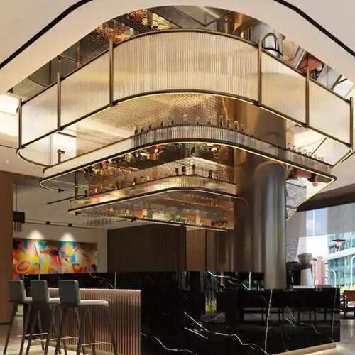 工厂直销奢华中山工厂直销酒店清吧不锈钢酒柜展示柜餐边柜挂墙氛