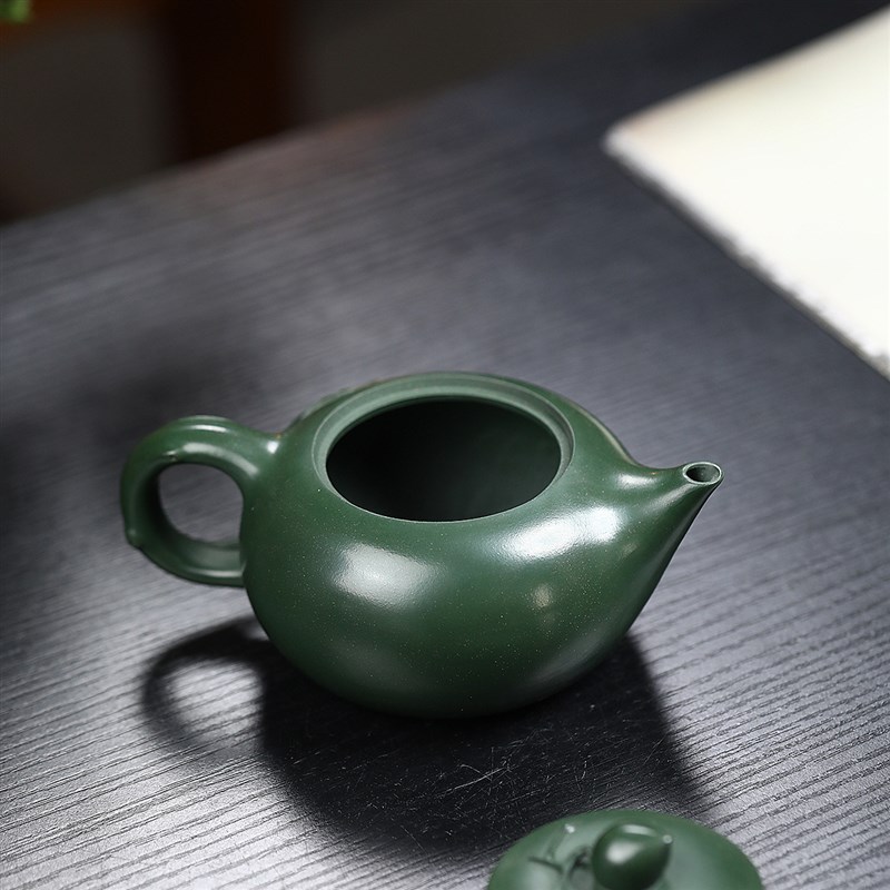 寿桃原矿绿泥手工贴花仿u生器茶壶宜兴紫砂壶工堂直播供头茶具