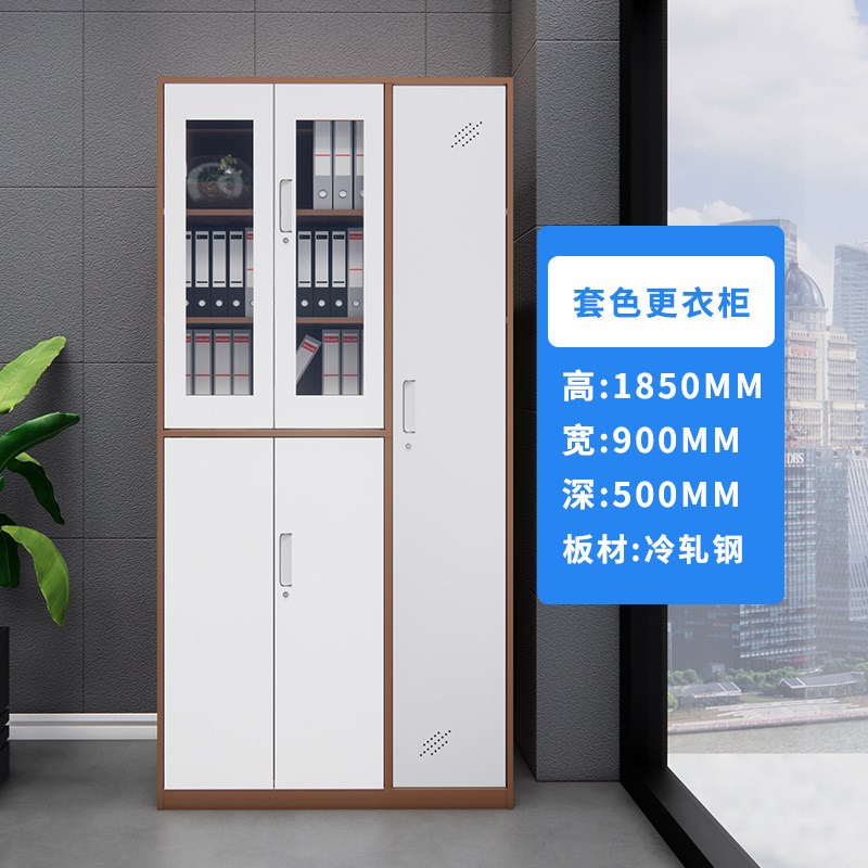 定制窄边套色文件柜钢制铁皮柜更衣柜员工带锁X储物柜资料柜
