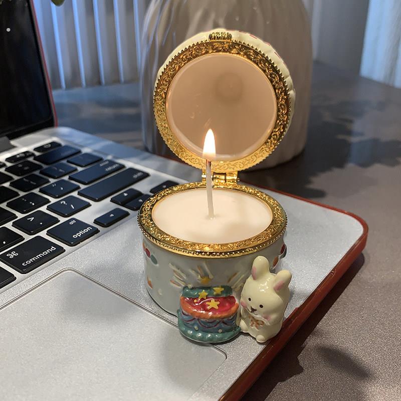 陶瓷圣诞树蜡烛兔子手工低温香薰蜡烛可爱女生日送礼节日香氛礼物