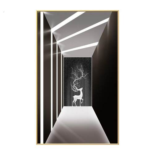 定制入户玄关装饰画竖版尽头壁画空间现代挂画玄幻轻奢走廊过道感