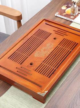 直销和气致祥实木茶盘中号抽屉式排水功夫茶具托盘接水盘木制彩盒