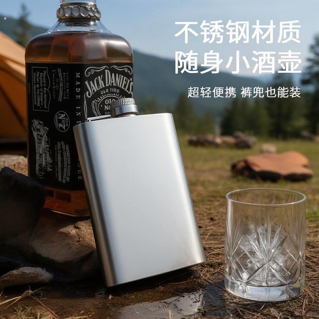 俄罗斯小酒壶不锈钢仿古04加厚约半斤户外随身便携高档家用酒瓶