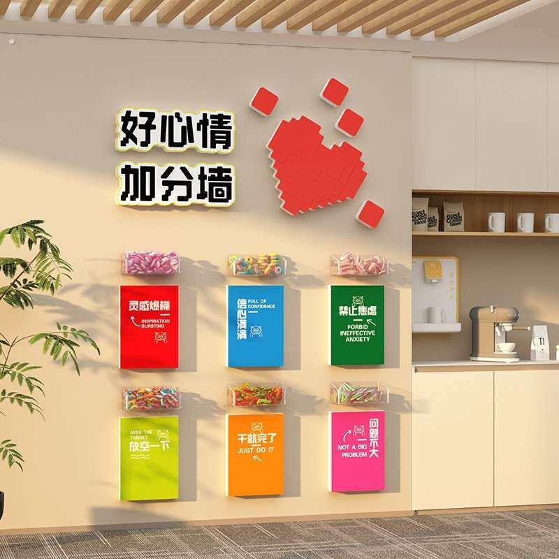 能量补给站糖果文化办公室茶水间布置元气墙面装饰企业背景纸公司