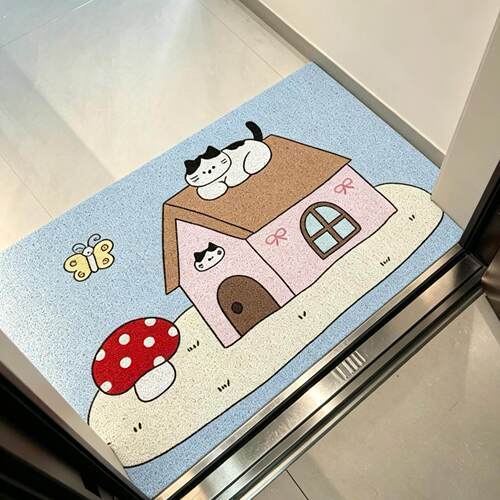 可爱房子入户地垫丝圈脚垫进门家用耐脏免洗门垫加厚防滑脚踏垫