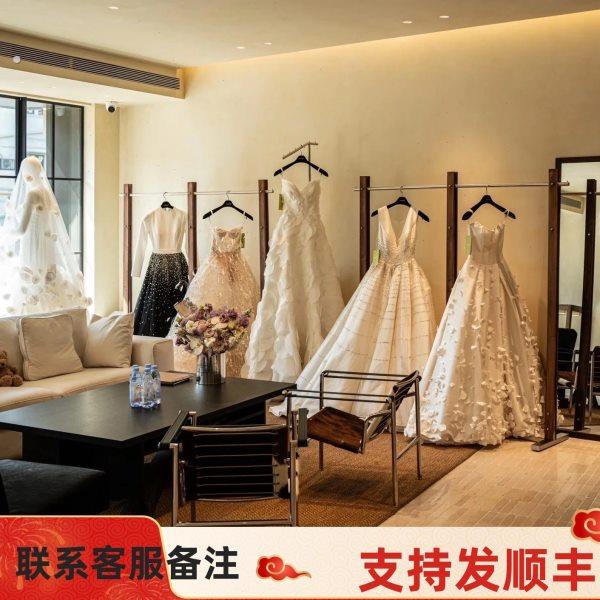 中古风婚纱展示架不锈钢落地礼服陈列货架新中式挂衣杆仿古秀禾架