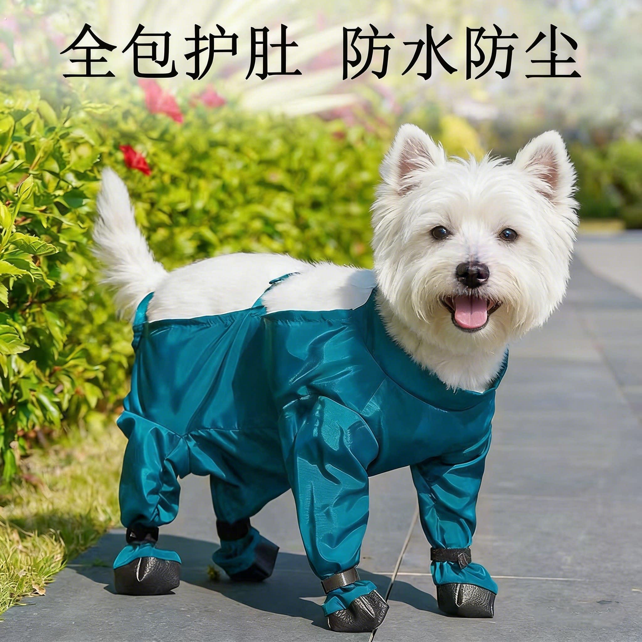 西高地防脏衣外出专用狗狗四脚宠物防尘裤罩衣连脚遛狗雨天防水