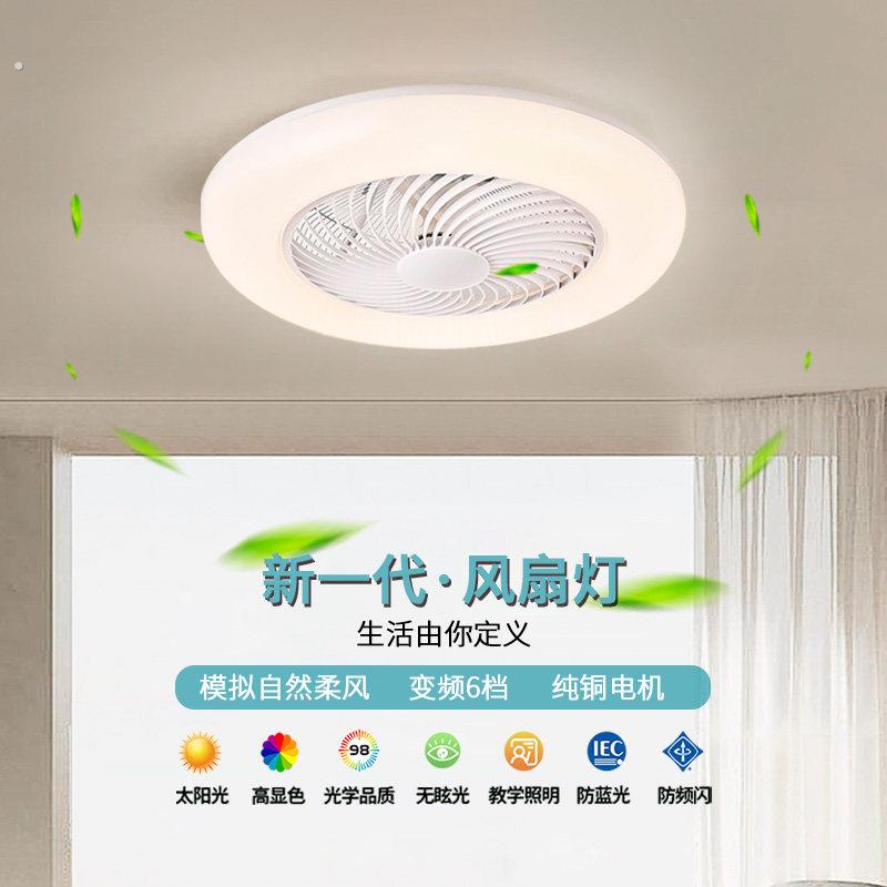 新款带风罩吸顶风扇灯现代简约家用卧室客厅吊扇灯静音智能电扇灯图片