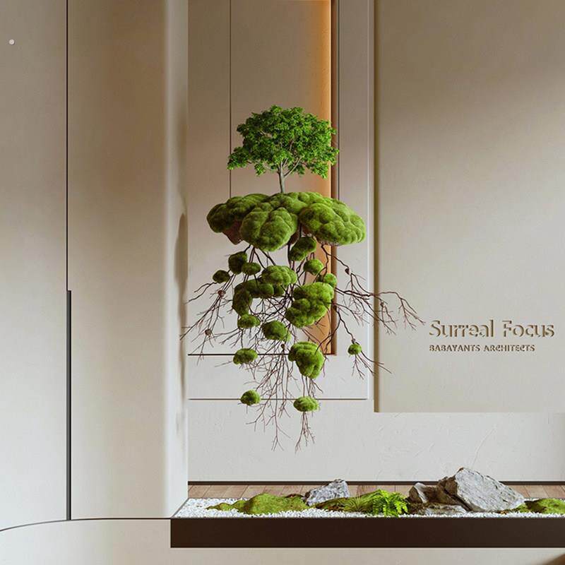 仿真绿植悬浮垂吊空间悬挂仿生植物软装轻奢商业橱窗微景观摆件