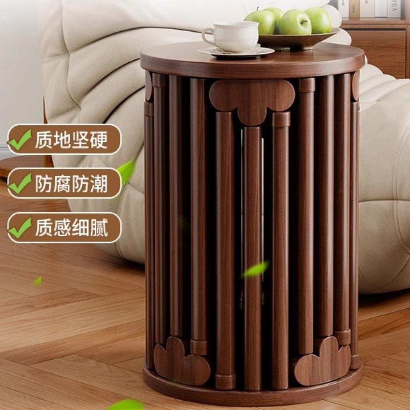 实木圆凳子茶几家用可叠放凳现代吃饭登子餐桌凳原木新中式叠叠乐