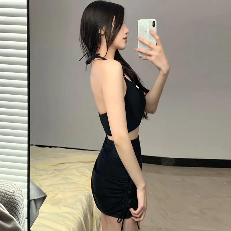 两件式泳衣三件套少女款修身显瘦四角裤游泳衣女士泡温泉泳装