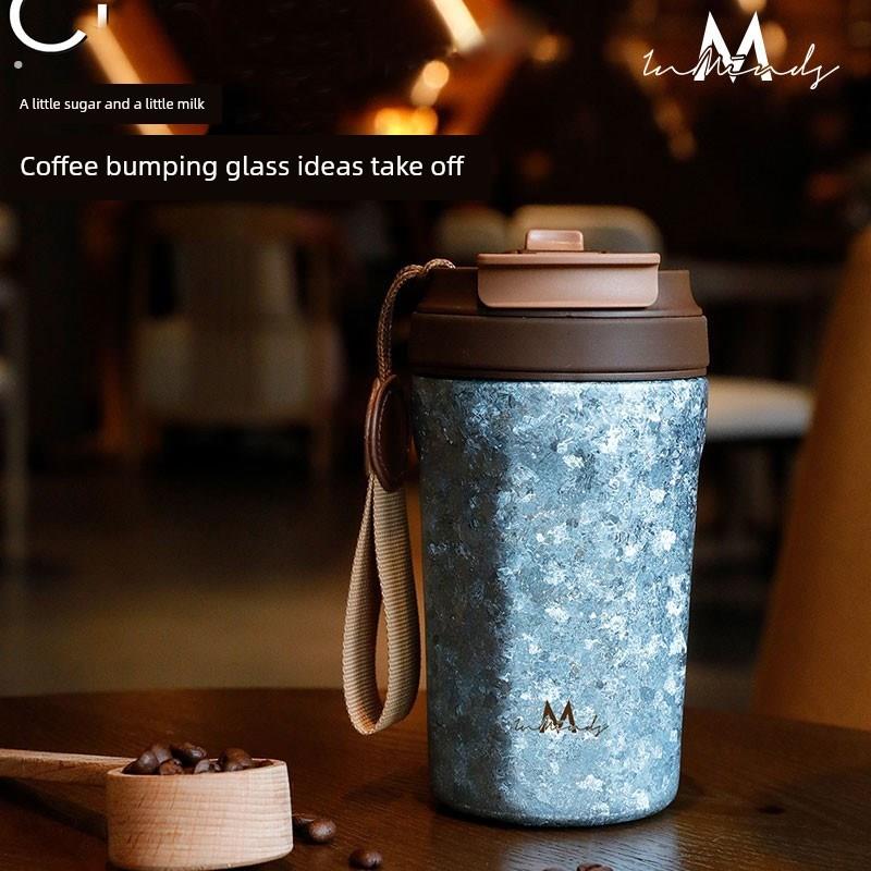 纯钛保温杯高颜值便携式八角形咖啡保温杯大容量吸管杯泡茶
