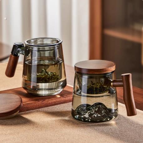 玻璃茶杯家用耐高温茶水分离泡茶杯子办公室个人专用带把手喝茶杯