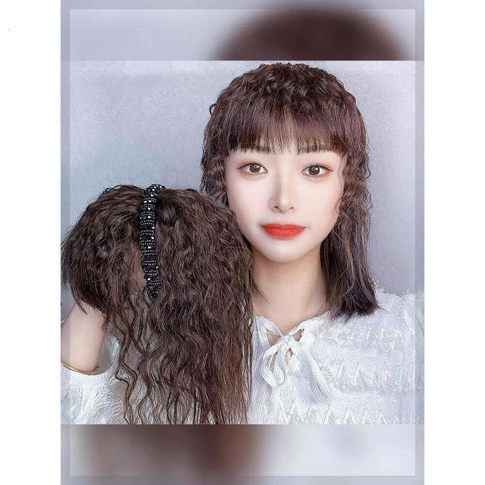 假发女自然前额头顶遮盖白发中老年刘海发箍假发一体式卷发补发片