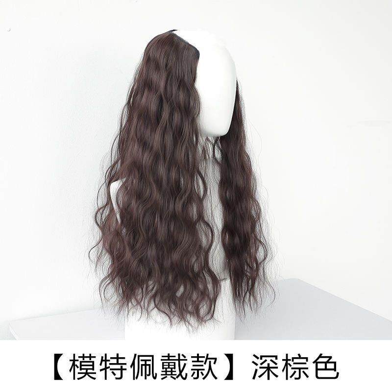 全真发羊毛卷水波纹假发女卷发大波浪直发自然一片式假发片