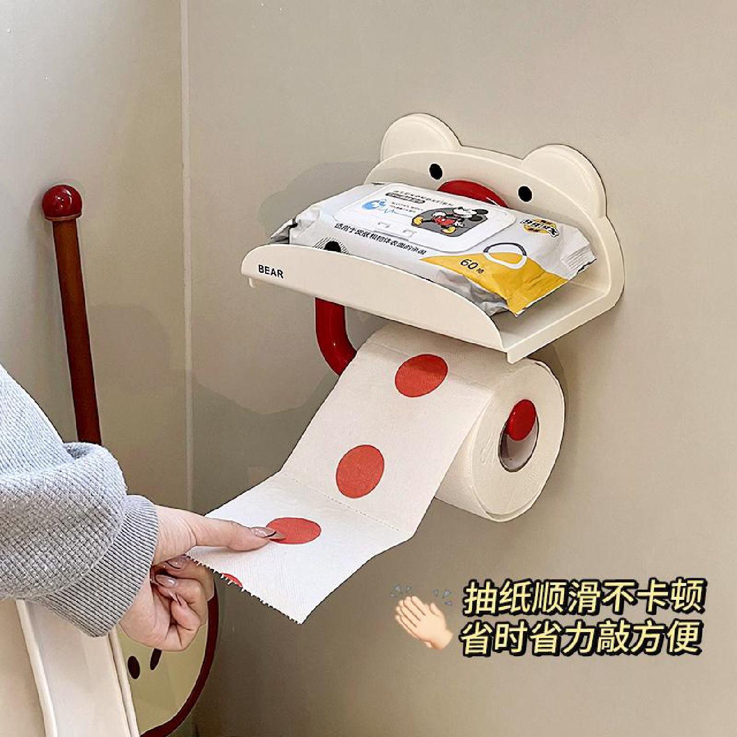 厕所纸巾盒吸盘壁挂卫生间卷纸架厕纸盒湿巾抽纸收纳盒垃圾袋支架