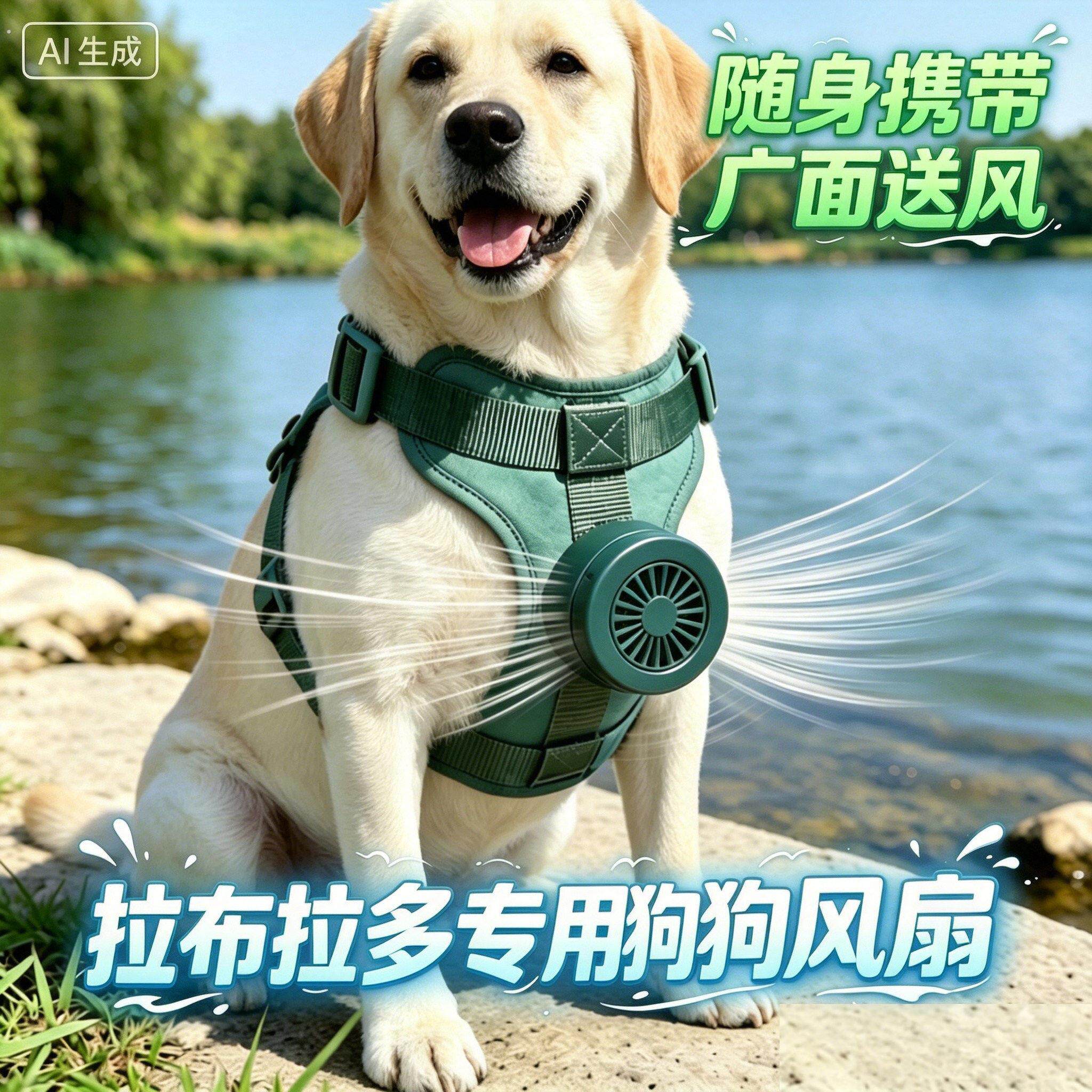 拉布拉多专用狗狗风扇宠物电风扇狗用夏天降温神器夏季空调扇散热
