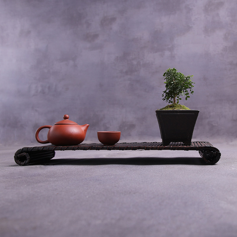 竹迹竹排茶杯架子日式茶具收纳沥水杯托干泡台长方形实木茶道配件