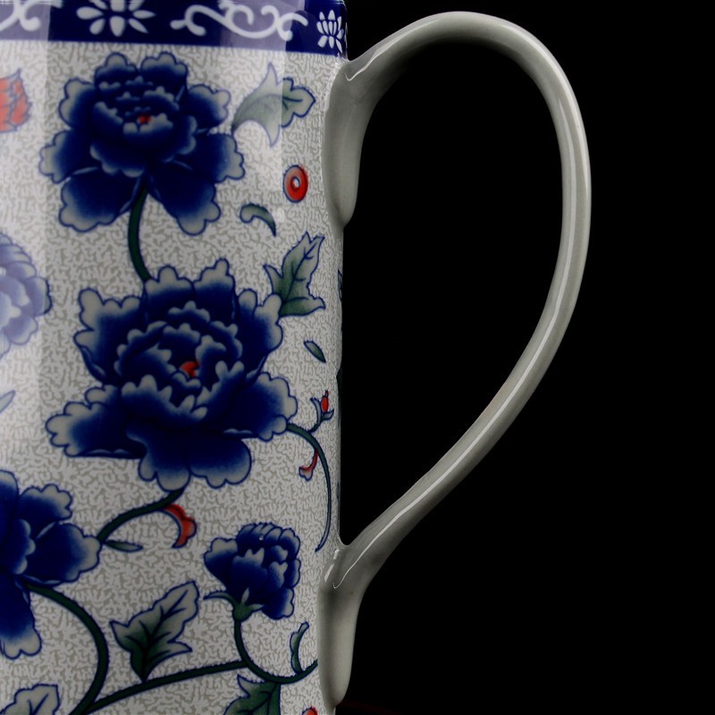 青花瓷中式复古陶瓷茶壶冷水壶酒壶花茶壶茶楼带把手过滤功夫茶具