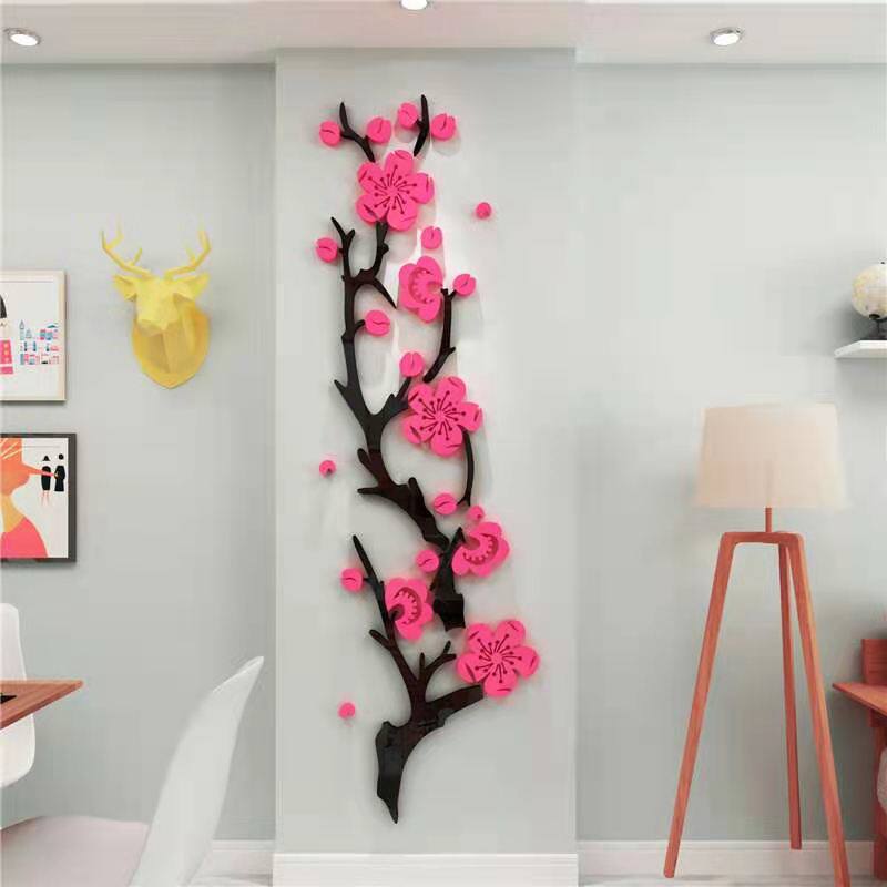3d立体亚克力墙贴电视背景墙壁画客厅玄关走廊装饰画贴纸自粘梅花
