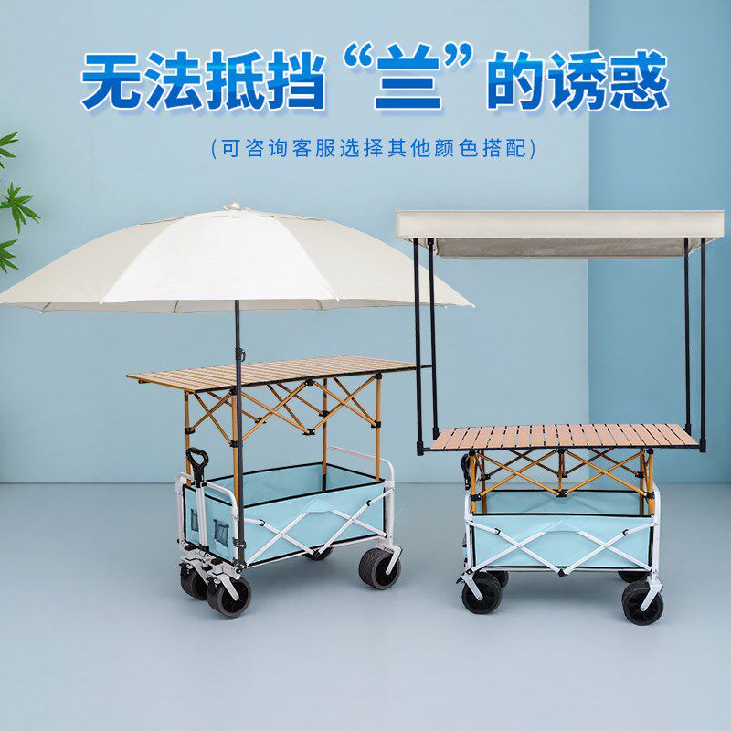 夜市移动摊位展示架烤肠专用摆摊小推车户外露营野餐遮阳伞手推车
