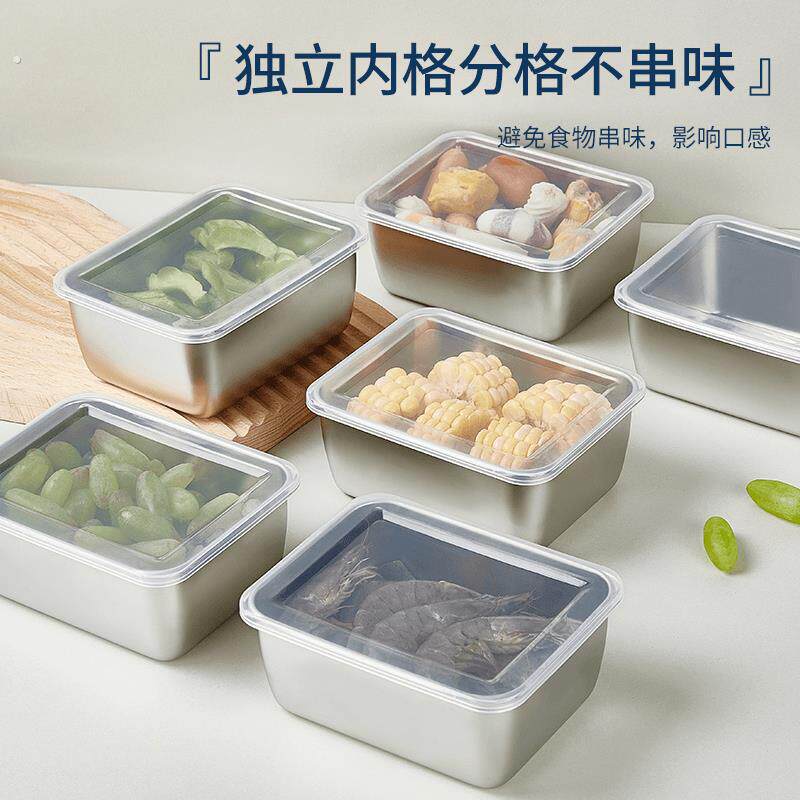 不锈钢密封保鲜盒适用商用野餐与冰箱 5件装升级保鲜盒更实用