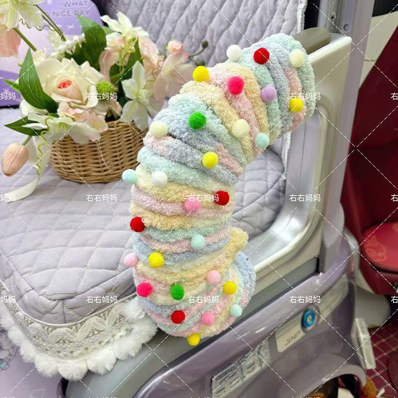 电动三轮车接送小孩扶手把套毛绒电动自行车保护套毛线缠绕改装防
